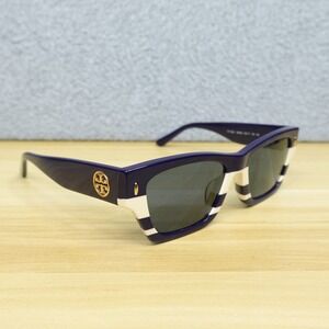 Tory Burch Sunglasses Womens Navy Blue Ivory Stripe TY7169U 1895/80 52-17-140